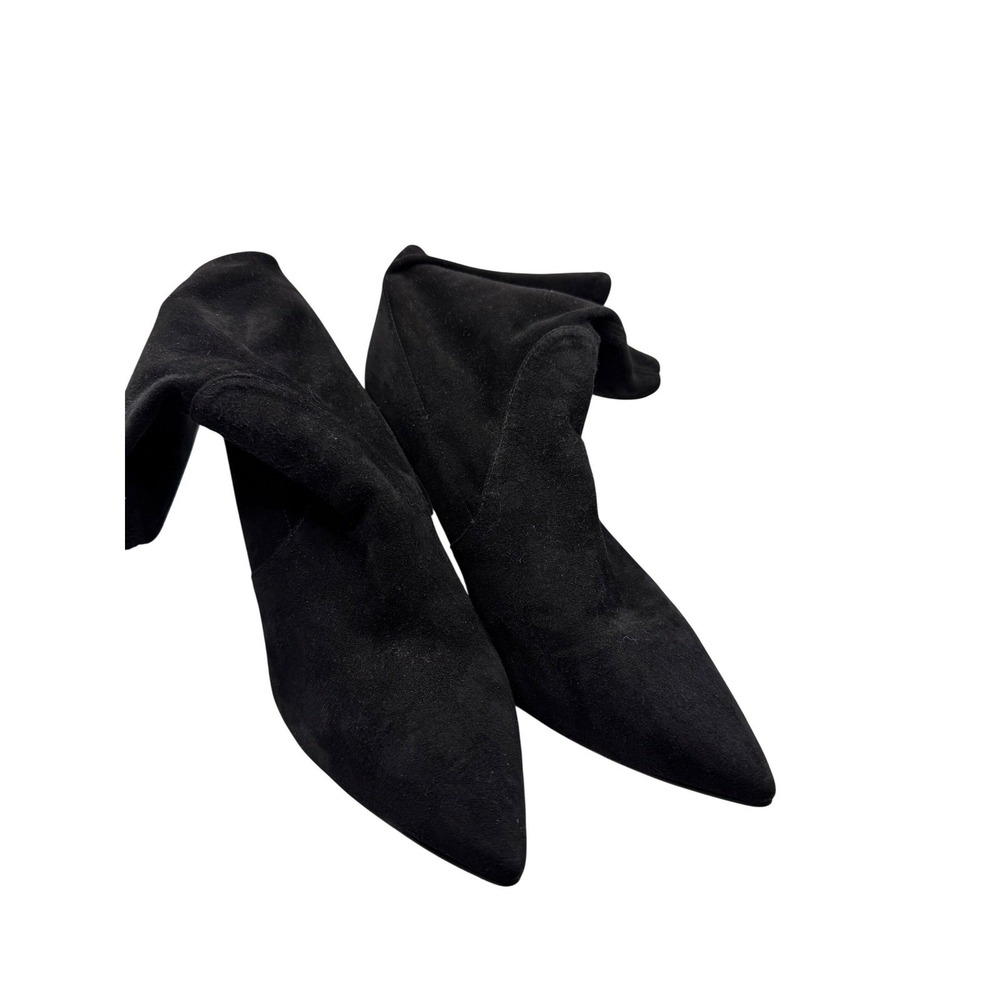 Stuart Weitzman‎ Black Suede Pointed Toe Stiletto Sock Boots Ankle Booties